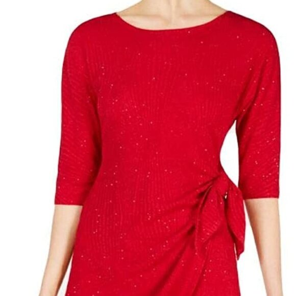 SIGNATURE by Robbie Bee Glitter Knee Wrap Dress Size Medium - Picture 1 of 10